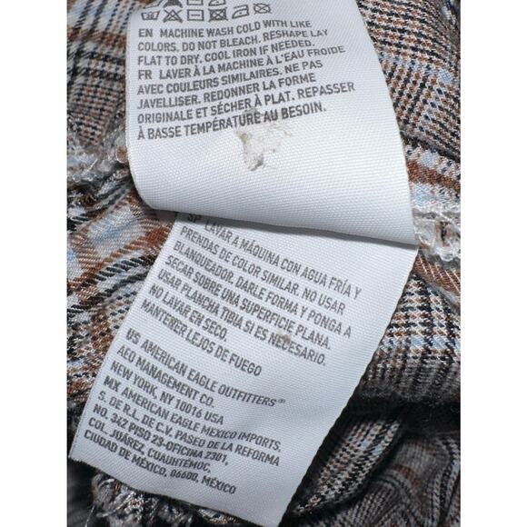 American Eagle Outfitters Women’s Plaid Paperbag Waist pants Size Medium Brown - Picture 8 of 8